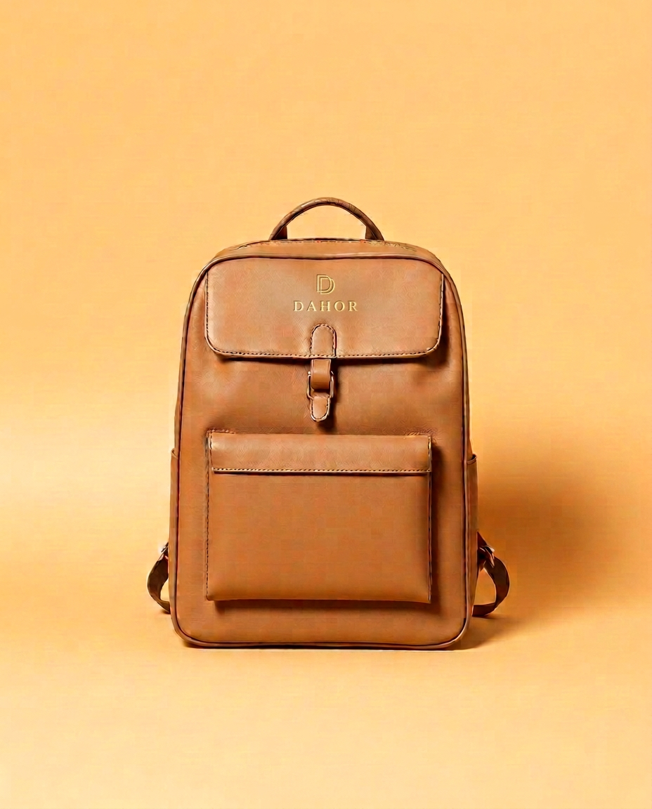 DAHOR executive backpack in full-grain leather, styled for the workday